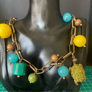 J Crew Turtle Statement Colorful Cz Gold Plated 30 Inches